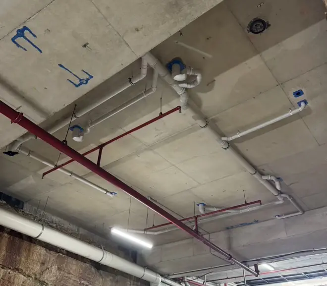 Commercial sewer plumbing installation on the North Shore