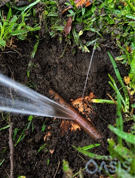 Emergency plumbing job photo, burst water main, burst pipe, burst copper pipe