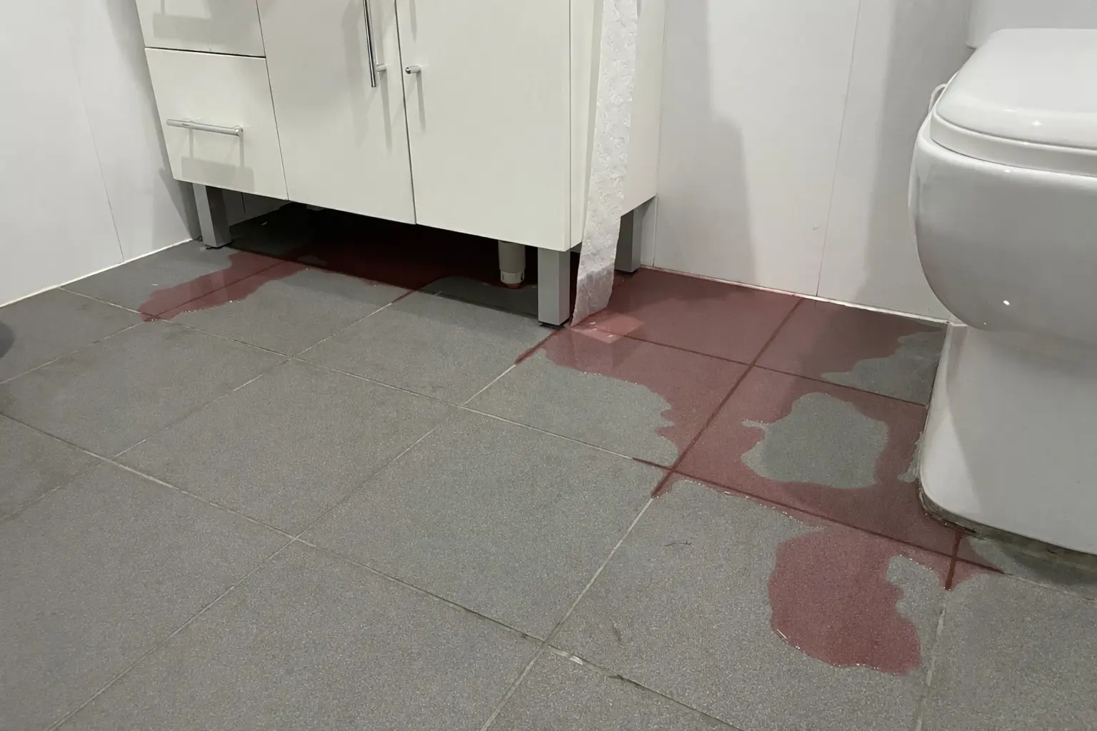 
		Shower leak, bathroom leak, flood dye test plumbing photo